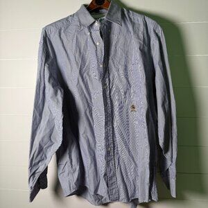 Tommy Hilfiger Signature Blue & White Striped Button Down Shirt Sz 17/36